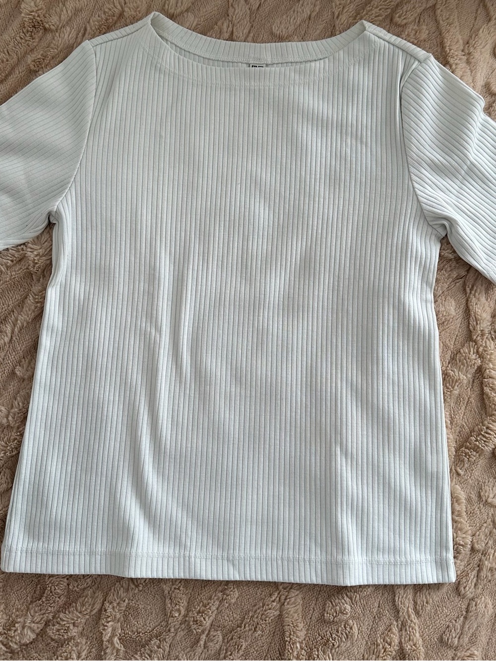 Uniqlo White Ribbed Short-Sleeve Crew Top Bundle of 2